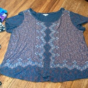 Lucky brand, one X T-shirt, multicolored, blue, and pink and white